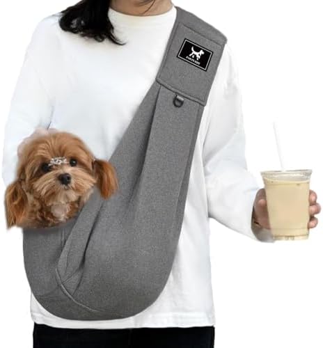 Dog Sling Carrier for Small Dogs up to 15 lbs, Hands-Free, Size M by PAWPUBBY