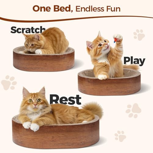 ComSaf Cat Scratcher Bed, Oval Cardboard Scratch Pad Bowl - Image 6