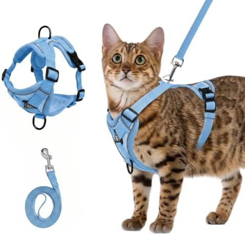 cat Chest Harness and Leash, Anti-Escape Adjustable Soft mesh cat Leash and by Shudyear