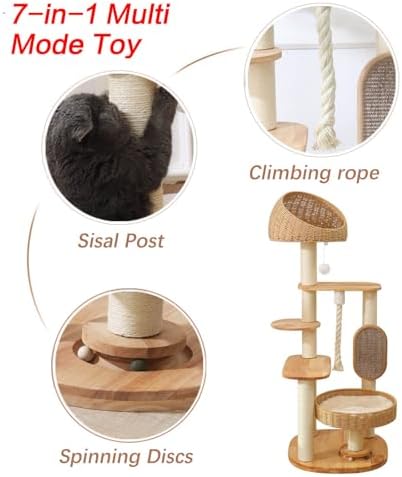 50 in Wooden Cat Tree for Indoor Cat, Large Cat Tower - Image 5