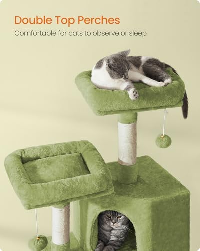 Feandrea Cat Tree, 45.3-Inch Cute Cat Tower, Plush Climbing Condo - Image 3