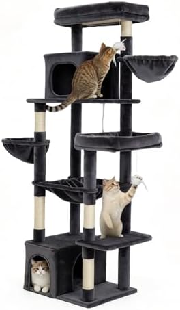 Upgraded 69.7 Inch Multi Level Cat Tree Perches Condos Hammocks Basket Toy Grey by Unknown
