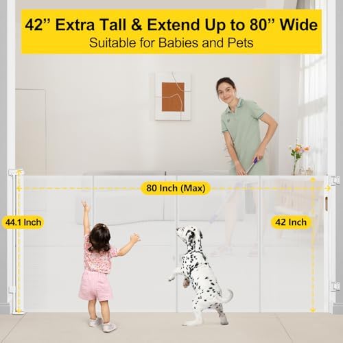 Reinforced 42" Extra Tall x 80" Wide Retractable Baby Gates - Image 4
