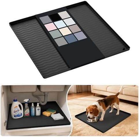 URMONA Waterproof Silicone Under Sink Mat, 19 x 19 in, Flexible Shelf Liner by URMONA
