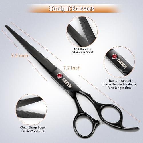 7.0in Titanium Dog Grooming Scissors Set - Image 4