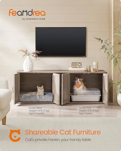 Feandrea Double Cat Litter Box Enclosure, Furniture Hidden - Image 2