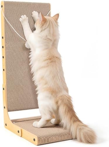 27.6 Inch Reinforced Cat Scratcher, L-Shaped Wall Mount Scratching Post by Unknown