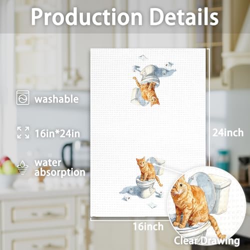 Funny Orange Cat Bathroom Hand Towels, Gifts - Image 7