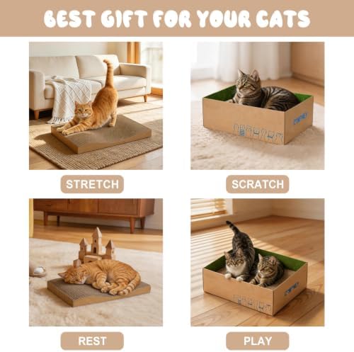 Comoney Cat Scratcher 5 Pack, Reversible Corrugated Cardboard Cat Scratch Pads - Image 3