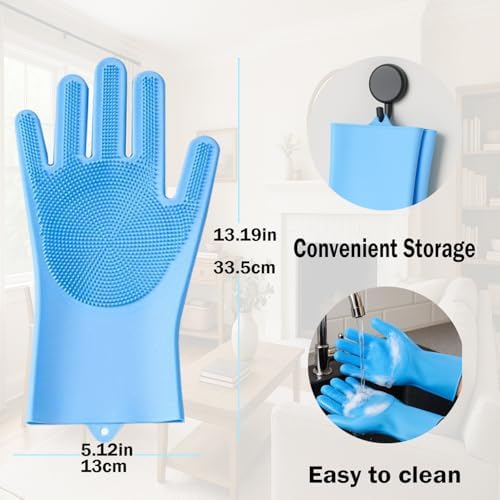 Pet Grooming Gloves, Silicone Bath Massage Gloves, Wet Dry - Image 6