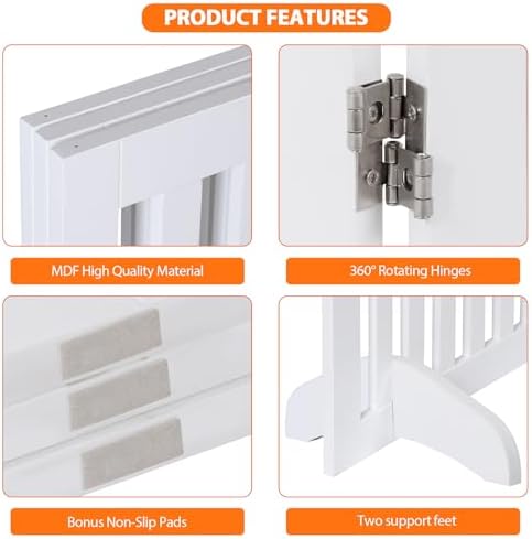 Freestanding Pet Dog Gate 36 Inch Foldable Fence Indoor 3 Panel Extra Wide - Image 7