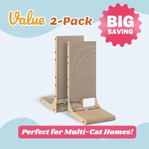 Zakkart 2-Pack L-Shaped Cat Scratching Board, 25.6" Tall - Image 2