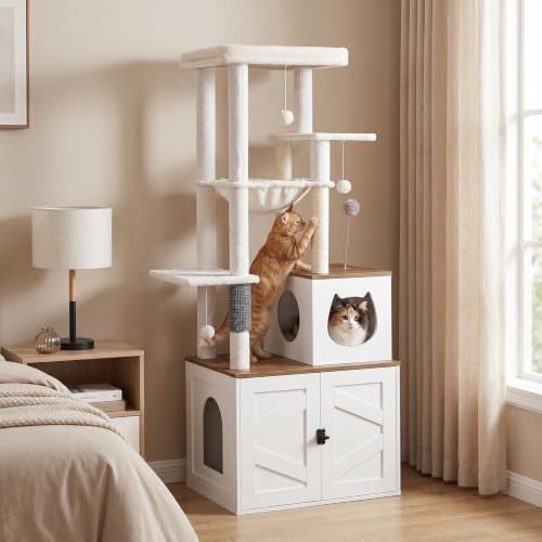 HOOBRO Cat Tree with Litter Box Enclosure, Tall Cat Tower - Image 4