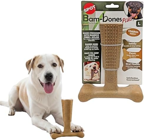 SPOT Bam-Bones Plus T-Bone Dog Chew, 60-90 lb Heavy Chewers by SPOT