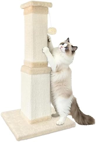 Cat Scratching Post for Indoor Cats, 32Inch Sisal Cat Scratcher by AGYM