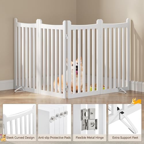 Yaheetech 36in 4-Panel Wooden Freestanding Pet Gate - Image 6