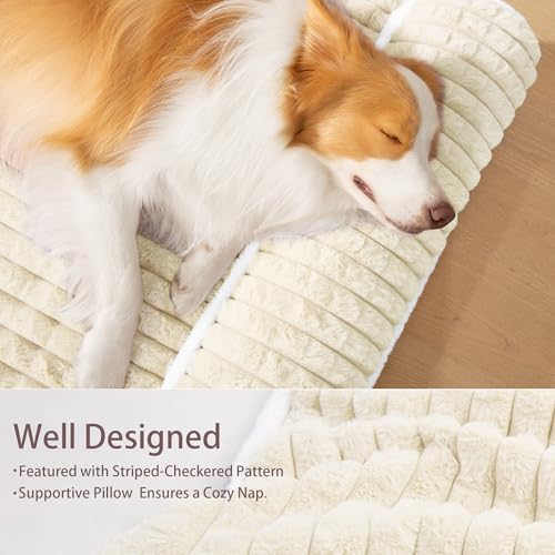 Orthopedic Large Dog Bed Pillow Pet Sofa Bed 56''X40'' Ivory - Image 5