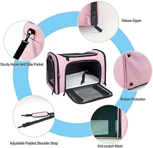 Soft Sided Carrier for Small Medium Cats Dogs, Removable Pad Collapsible Travel - Image 6