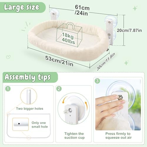 Sunhoo 2PCS Cat Window Perch Hammock Cordless Kitty Sunny Bed Seat Window Sill - Image 5