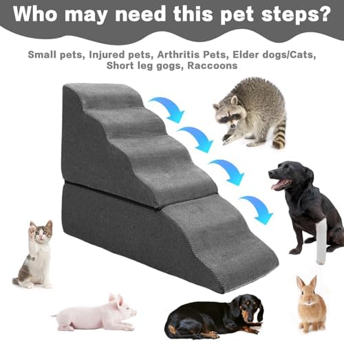 6-Step Dog Stairs Steps for High Bed 30" H, Dark Grey - Image 4