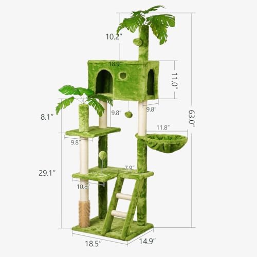 Meecal 65in Tall Cat Tree with Leaves - Image 3