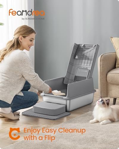 Feandrea Stainless Steel Cat Litter Box - Image 2