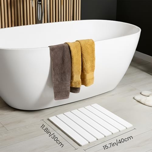 Meowoo Foldable Stone Bath Mat, 15.7" x 11.8" Diatomaceous Earth Mat - Image 2