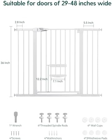 Babelio 36" Tall Dog Gate with Cat Door, CatPrivilege II - Image 5