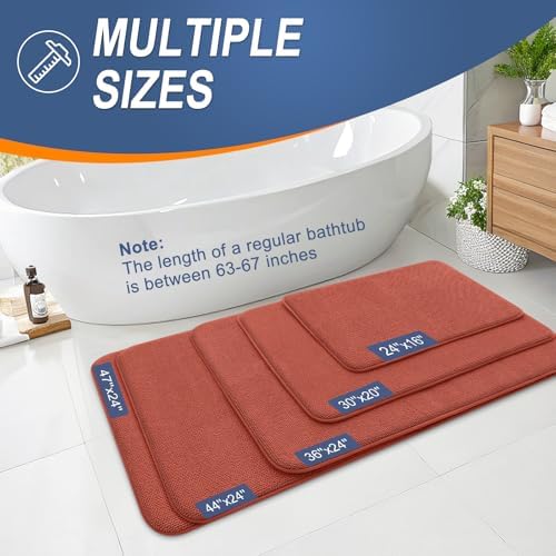 OLANLY Memory Foam Bathroom Runner Rugs 47x17, Long Mats, Rustic Terracotta - Image 5