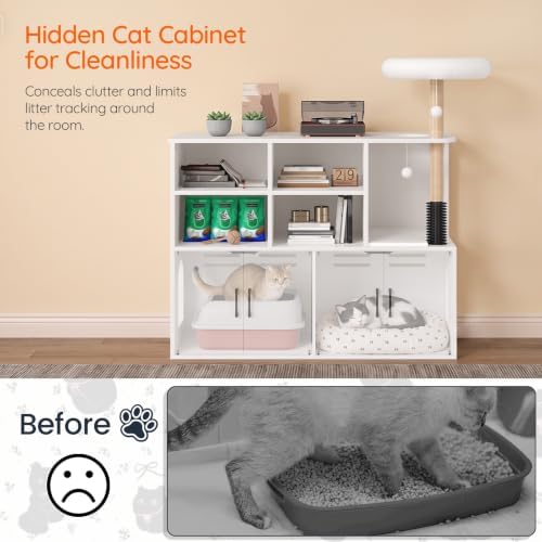 HOOBRO Double Cat Litter Box Enclosure, Hidden Cat Cabinet - Image 6
