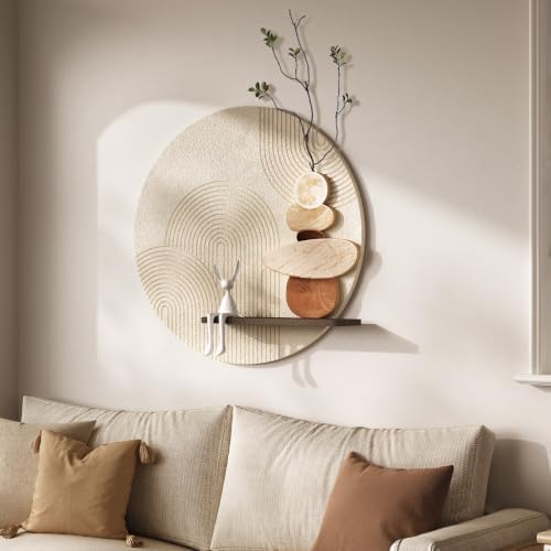 3D Textured Abstract Modern Round Wall Art Decor by Troartos