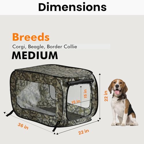 Portable Collapsible Pop Up Kennel, Camo Green - Image 2