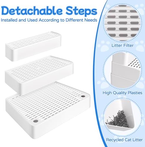 Extra Large 3 Steps Litter Box Ramp, Adjustable Cat Litter Box Step - Image 3