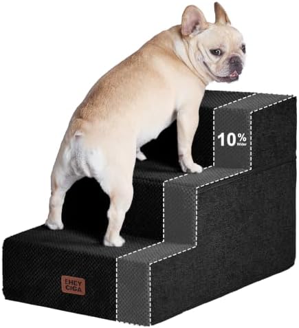EHEYCIGA Dog Stairs 13.5" H, 3-Step Extra Wide Dog Steps by EHEYCIGA