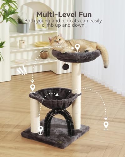 FluffyDream Cat Tree Tower for Indoor Cats, 27.8 Inches Multi-Level Cat Tree - Image 3