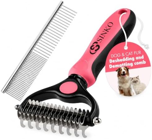 Sinko Shedding Brush for Dog and Cat, Undercoat Rake & Comb by Sinko
