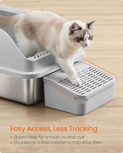 Feandrea 2 Pack Stainless Steel Cat Litter Boxes, - Image 5