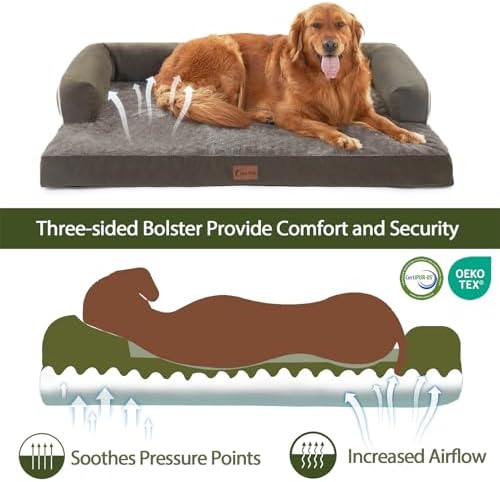 Orthopedic Washable Dog Bed for Large Dogs, Dark Green - Image 2