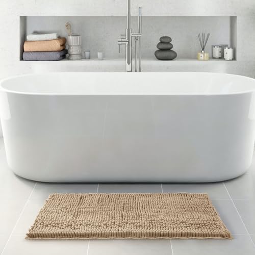 FRESHMINT Large Chenille Bathroom Rugs Mat 36"x24", Non-Slip Bath Mat - Image 2