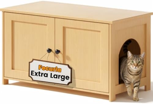 Extra Large Cat Litter Box Enclosure Furniture Dog Proof, Hidden Kitty Washroom by Fecuria