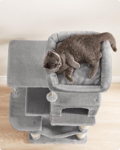 Feandrea Cat Tree, 44.1-Inch Cat Tower, Light Gray - Image 4