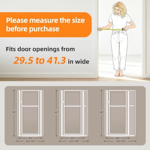 56" Extra Tall Clear Cat Gate, 37.4‑41.3" Wide Pet Gate - Image 3