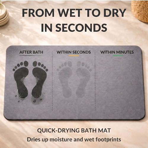 Stone Bath Mat – Diatomaceous Earth Quick Drying Non-Slip Bathroom Mat – - Image 4