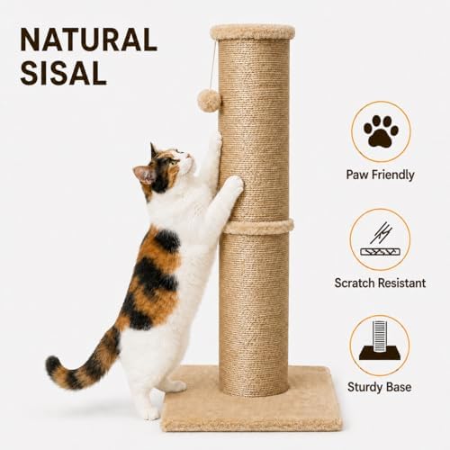 PAWSCRAT 32-Inch Tall Cat Scratching Post, 5.5-Inch Diameter - Image 3