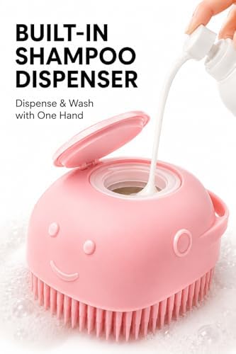 Pet Bath Brush with Shampoo Dispenser, Random Color Sent - Image 3
