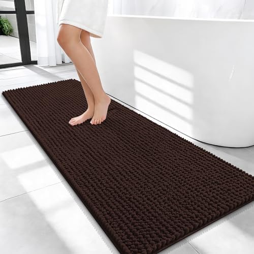 OLANLY Thick Chenille Bathroom Runner Rugs 47x20, Absorbent Bath Mat by OLANLY