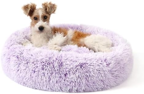 NOYAL Donut Dog Bed for Small Medium Pets, Plush Calming Faux Fur by Noyal
