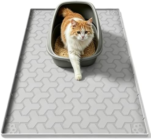 Silicone Cat Litter Mat 34"x22", 0.55‑Inch Raised Lip by ANNIL