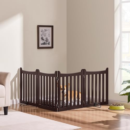Yaheetech 24in 4-Panel Wooden Freestanding Pet Gate - Image 3