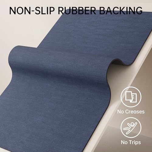 Mecko Bath Mat 24"x48", Ultra Thin Bathroom Rug fit Under Door Navy Blue - Image 4
